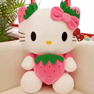 Sanrio Hello Kitty Pink Plushie With Bow & Strawberry 22cm