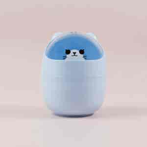 Mini Desktop Bin With Cute Smiling Face Blue & White
