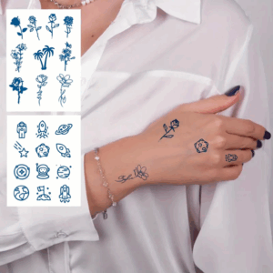 Sheet of 16 Semi Permanent Herbal Finger Tattoos