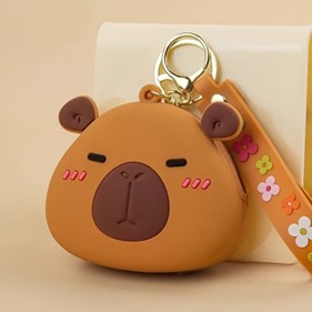 Capybara Silicone Coin Purse with Keychain Strap