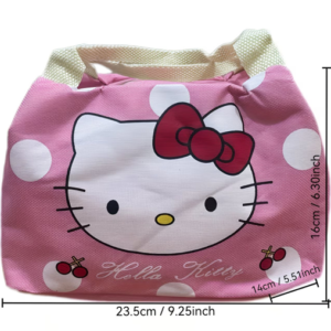 Hello Kitty insulated lunch bag pink polka dot design with thermal lining
